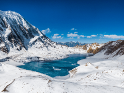 TILICHO THORONG LA TREK - tilicho lake with snow - soulful nepal holidays