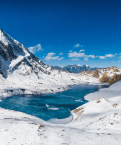 TILICHO THORONG LA TREK - tilicho lake with snow - soulful nepal holidays