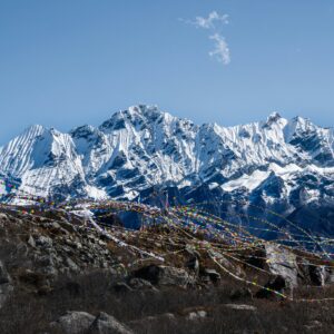 Snow peaks above Kyanjin Gompa at the head of the Langtang valley, Nepal