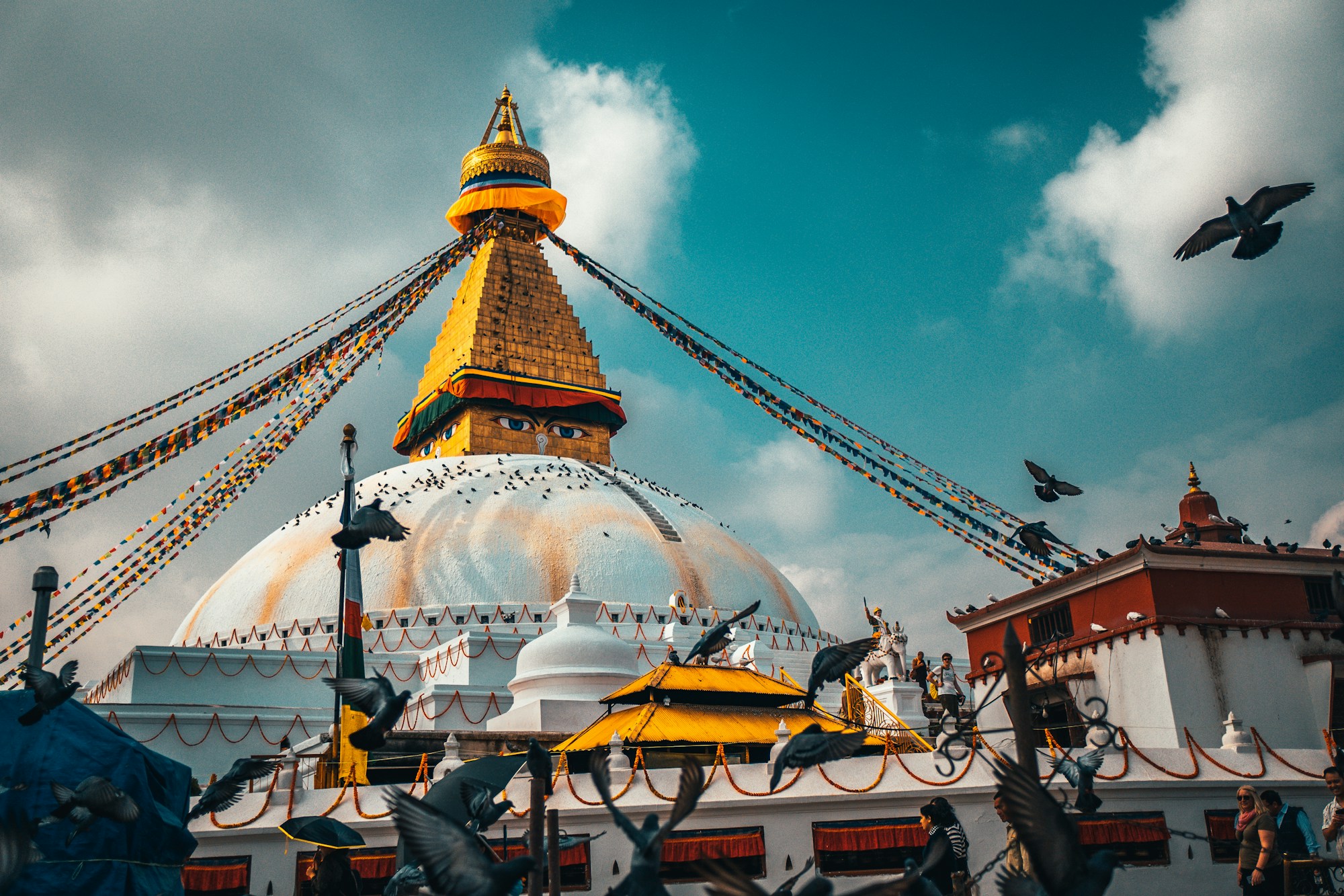 Boudhanath Stupa with prayer flags, Kathmandu