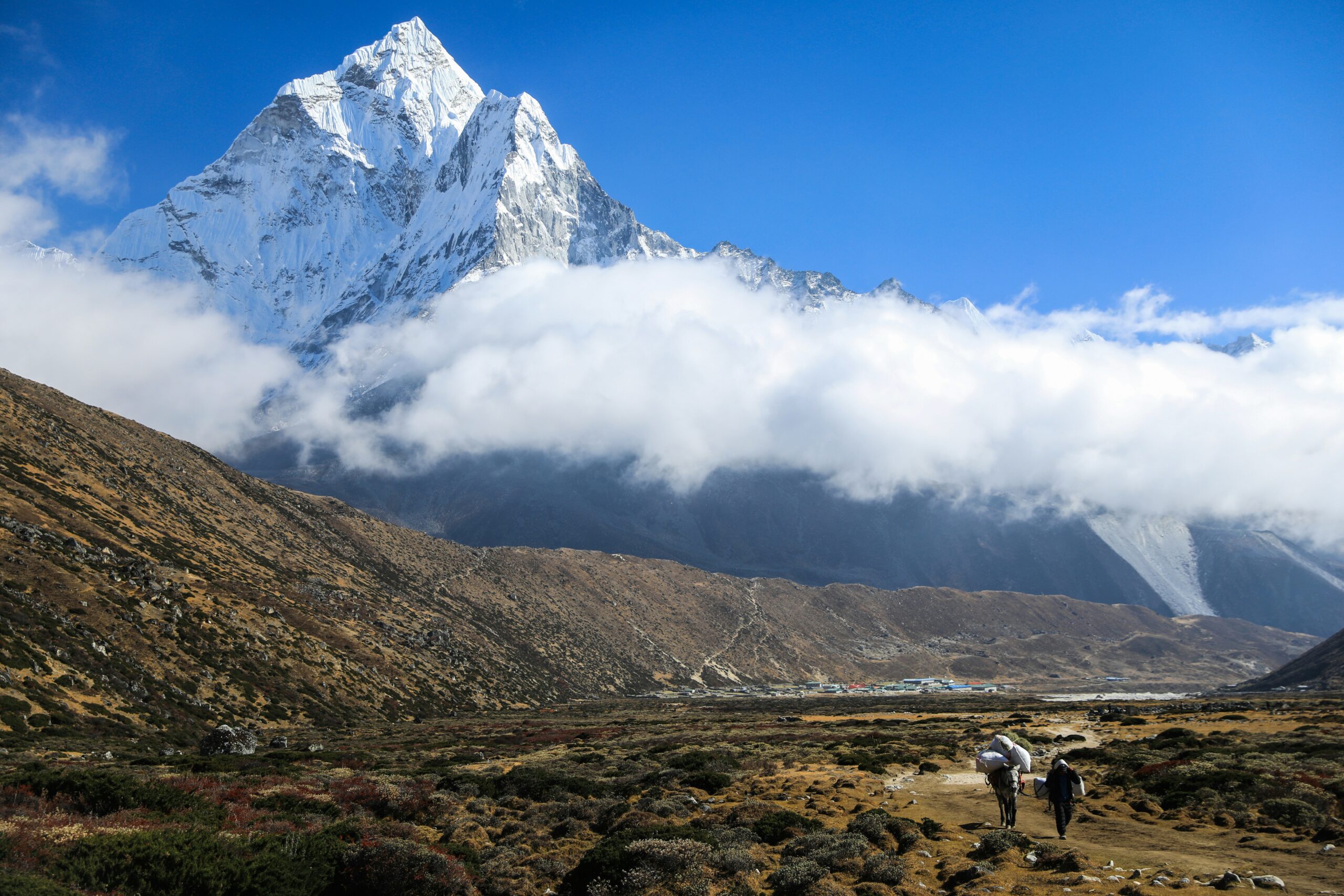 Trekkers on the trail to Everest Base Camp