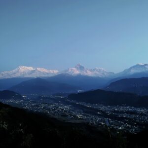 Waiting for sunrise at Sarangkot viewpoint above Pokhara