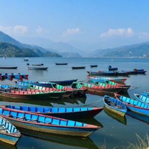 Boats on Phewa Lake, Pokhara, Nepal