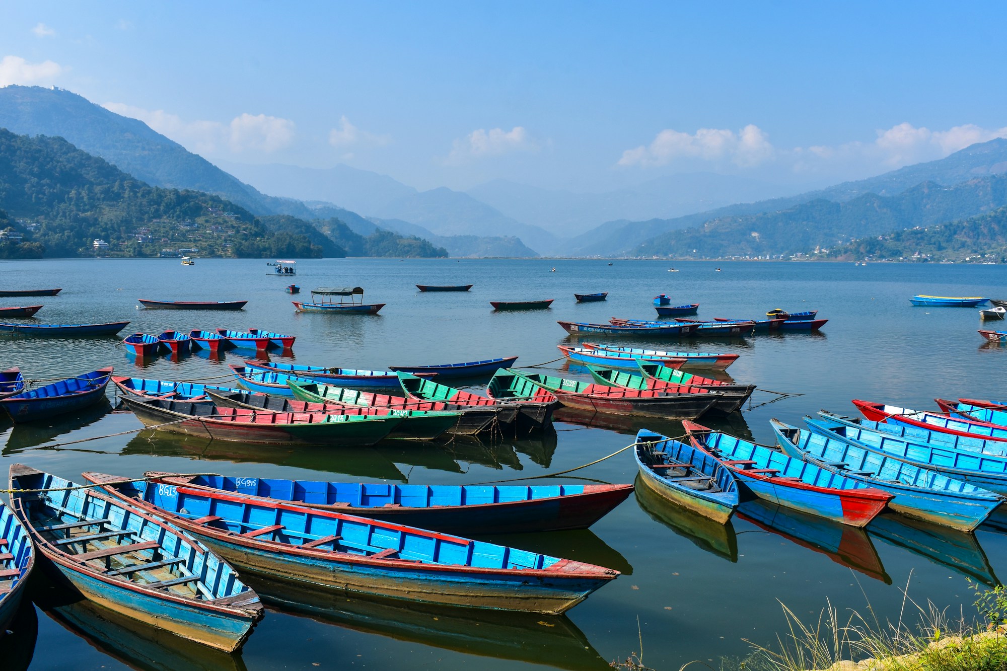 Boats on Phewa Lake, Pokhara, Nepal