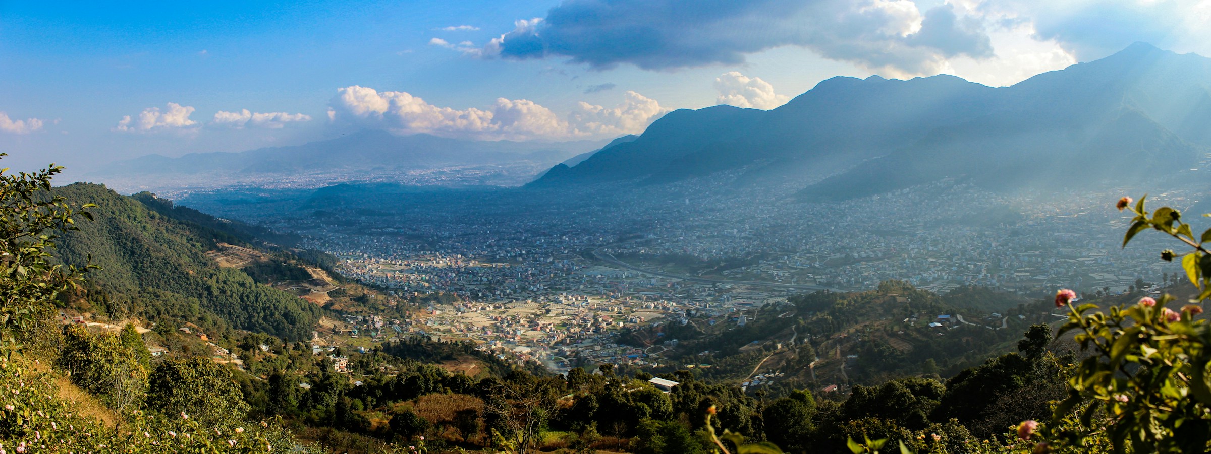 The Kathmandu valley seen from the hills to the west, over Chandragiri and Kirtipur