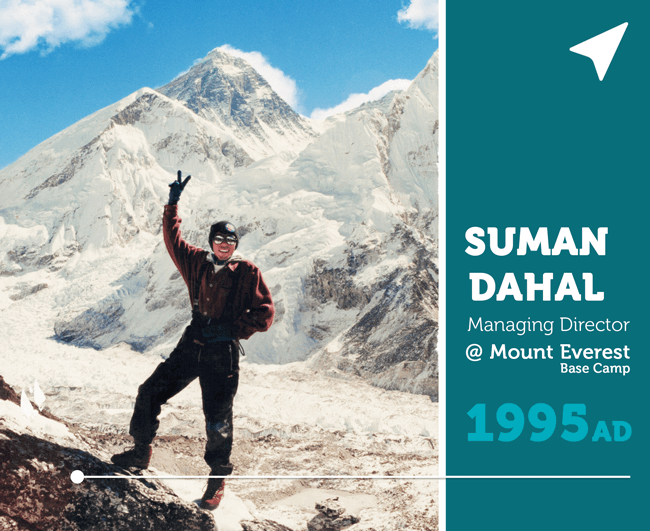 Suman Dahal, founder of Soulful Nepal Holidays, at Everest Base Camp